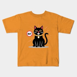 Black Cat Says No!! Kids T-Shirt